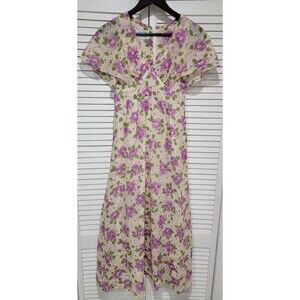 Vintage Daels Floral Hawaiian Prairie Maxi Dress Size Sm Boho 60s 70s Whimsical